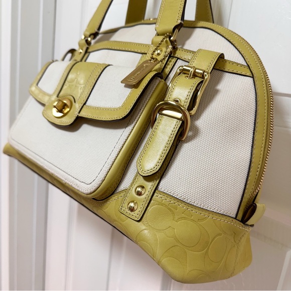 Coach Hamptons Miranda Vintage Canvas Leather Embossed Large Carryall Satchel - Picture 4 of 11